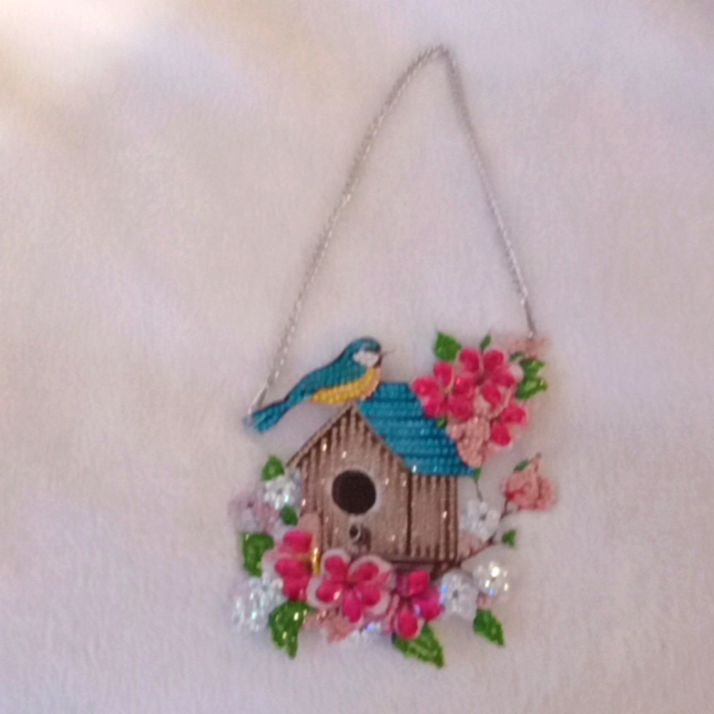 Rhinestone birdhouse wall decor